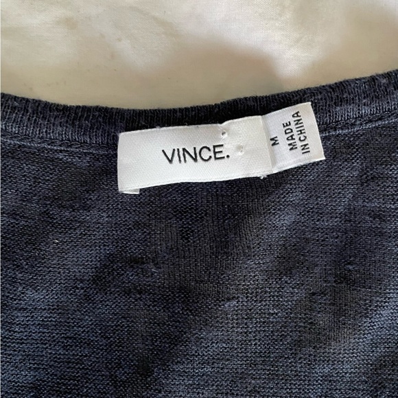 VINCE | Linen Split Neck Tank Top lightweight navy blue sz Medium - Picture 7 of 11